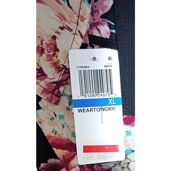 Lily Black Cold Shoulder Womens XL Black Floral Keyhole Back Flowy Top Blouse - Picture 6 of 7